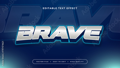 Blue green and gray grey brave 3d editable text effect - font style