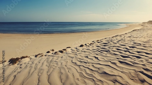 Panoramic view of the sandy beach on the Caribbean island.