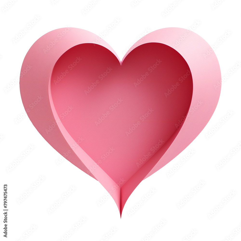Low poly pink heart, png isolated on transparent