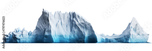 Detailed icy blue iceberg on transparent background