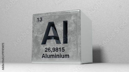 Periodic table element aluminum icon on grey background. 3d illustration (ID: 797476875)