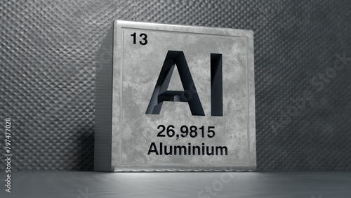 Periodic table element aluminum icon on grey background. 3d illustration (ID: 797477028)