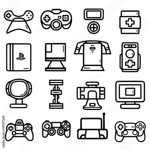 computer, technology, electronic, entertainment, game, outline, pad, play, video, wireless, device, gaming, console, controller, gamepad, gamer, icon, video game, control, dice, analog, simple, gun