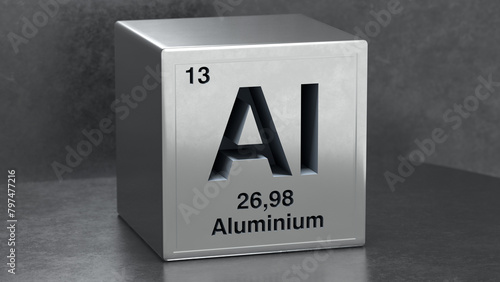 Periodic table element aluminum icon on grey background. 3d illustration (ID: 797477216)