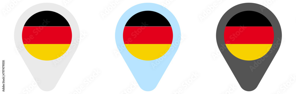 Germany flag map pin icons german location pointer tricolour berlin vector symbol Germany flag map pin icons german location pointer tricolour berlin vector symbol