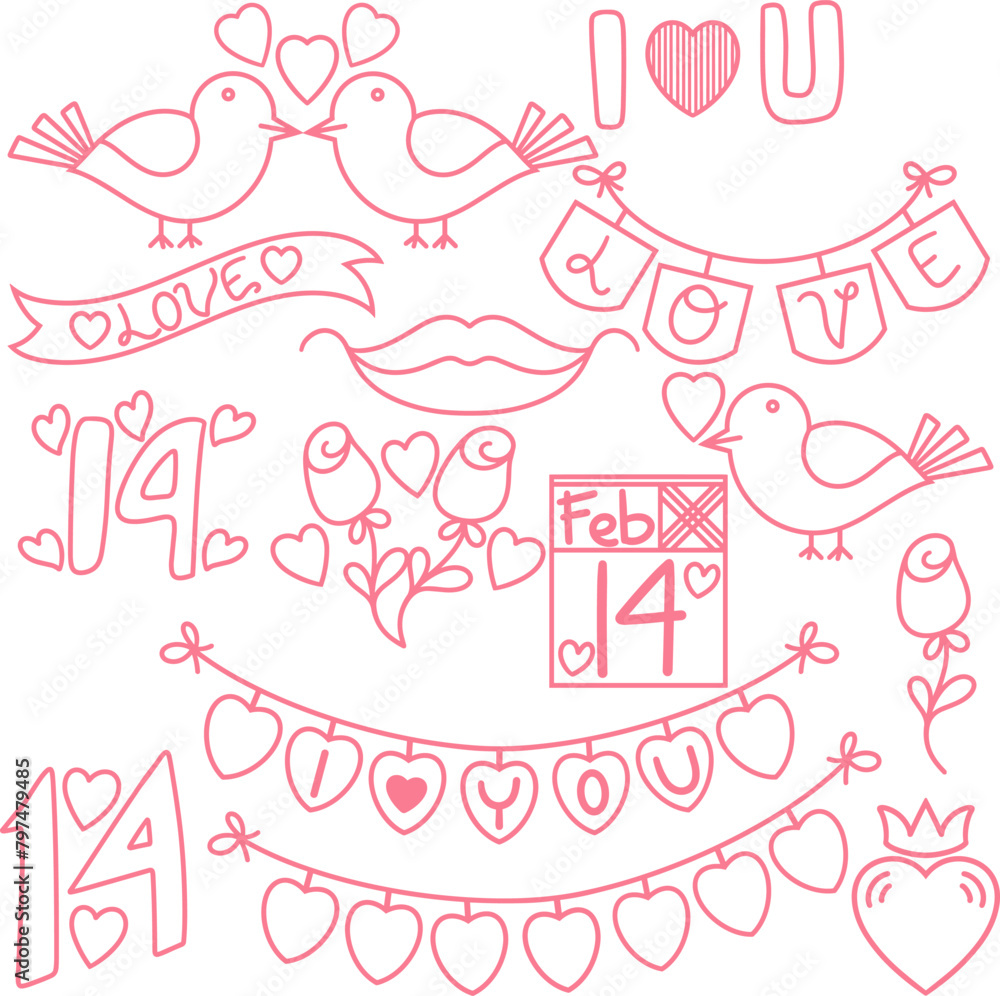 Doodle valentine's day element collection Doodle valentine's day element collection