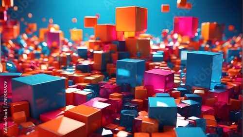 vibrant cubes and a 3D render