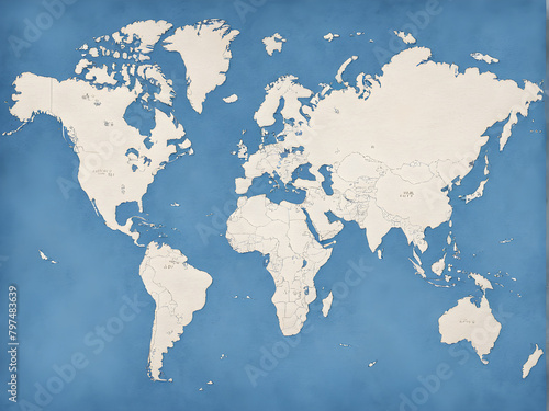 A blue world map illustration  world trade  ocean protection  world logistics  abstract background