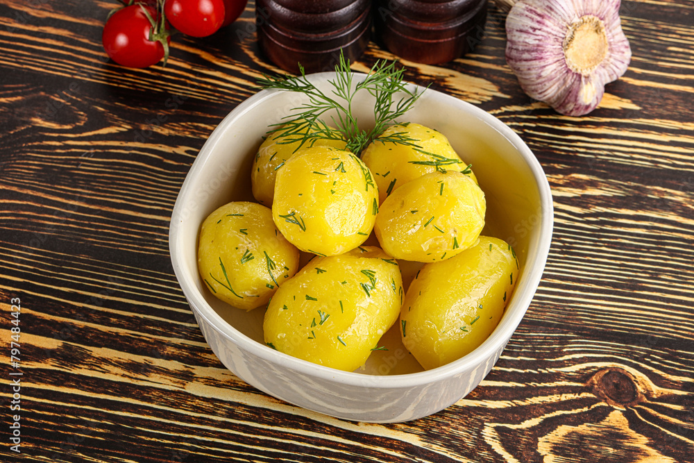 Boiled potato with oil and dill Boiled potato with oil and dill