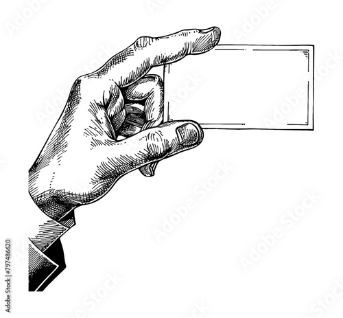 hand card name engraving black and white outline