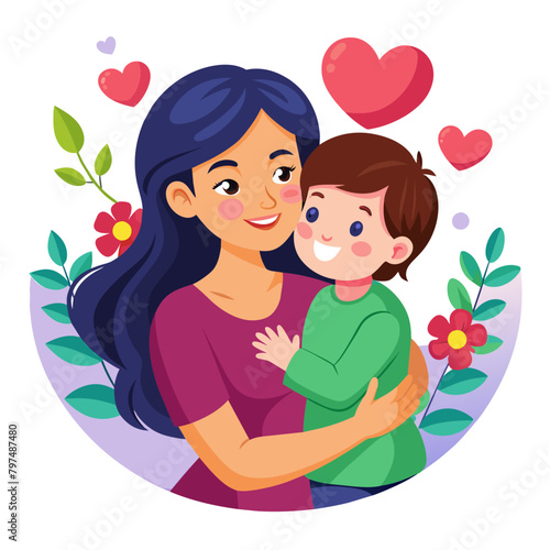 heartwarming vector illustration celebrating Mother's Day, featuring a mother and child sharing a special moment together