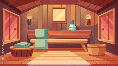 Dont forget to include a comfortable seating area and towels for ultimate relaxation and comfort during your sauna session..