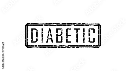 Diabetic stamp, , black isolated silhouette