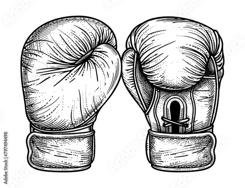 boxing glove engraving black and white outline