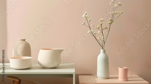 Table With Two Vases and Cup © easybanana
