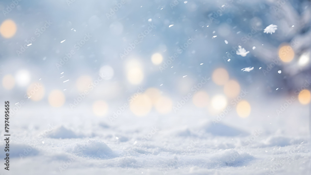 Naklejka premium A snowy landscape with a bright blue sky