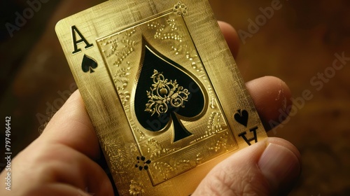 Person Holding Gold Playing Card