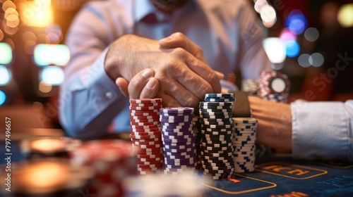 Man Playing Poker in a Casino