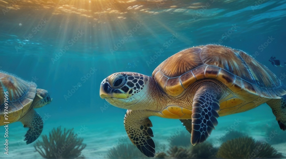Fototapeta premium sea turtle swimming in water