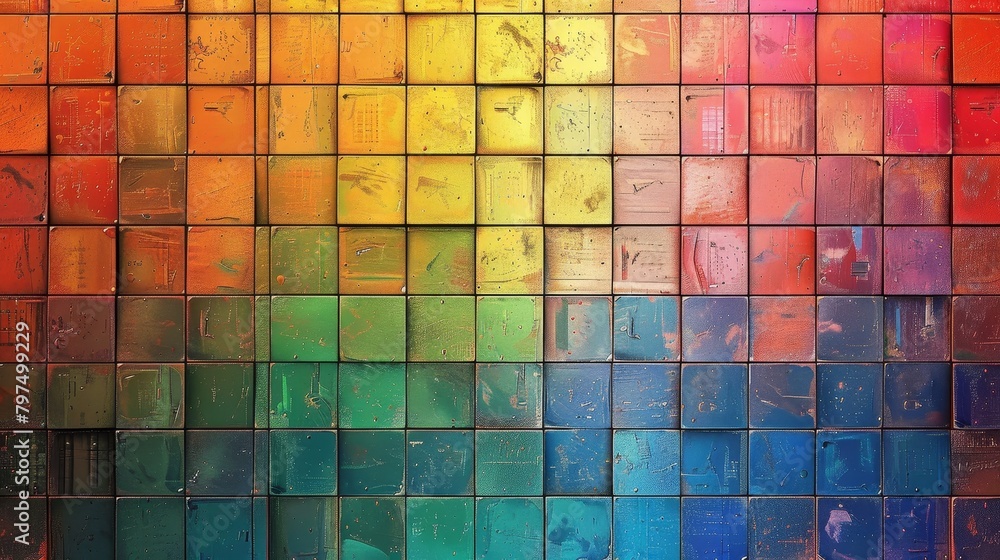 Fototapeta premium Grid Backgrounds: A photograph of a grid background with a vibrant