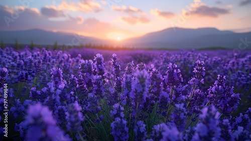 A field of purple lavender  its fragrant blooms creating a serene and calming atmosphere