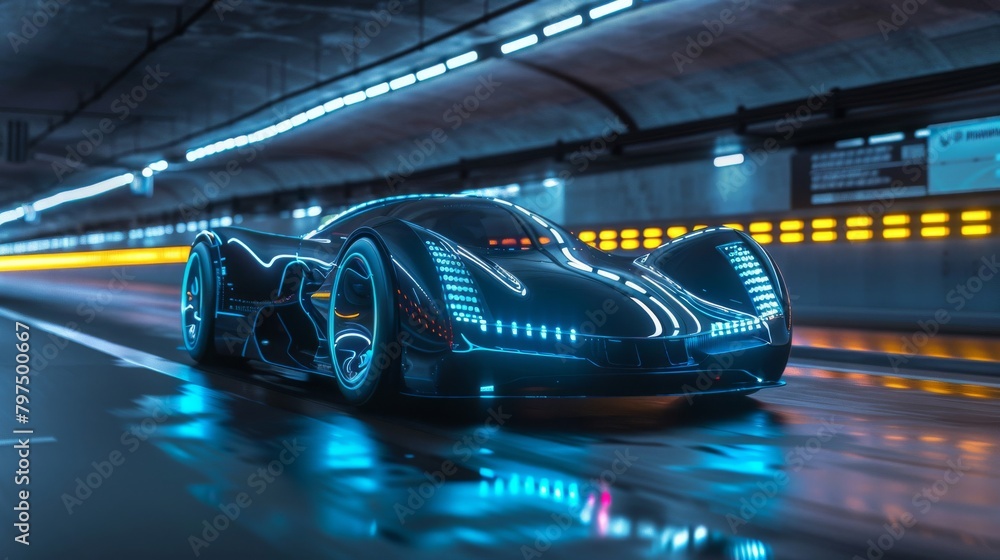 Futuristic electric car concept with state-of-the-art features and performance