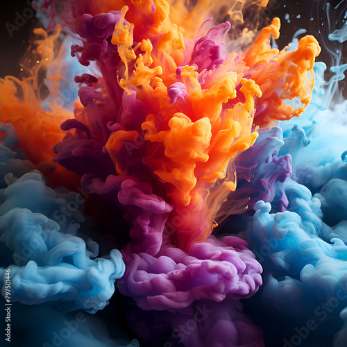 Colorful ink in water. Abstract background. 3d rendering.