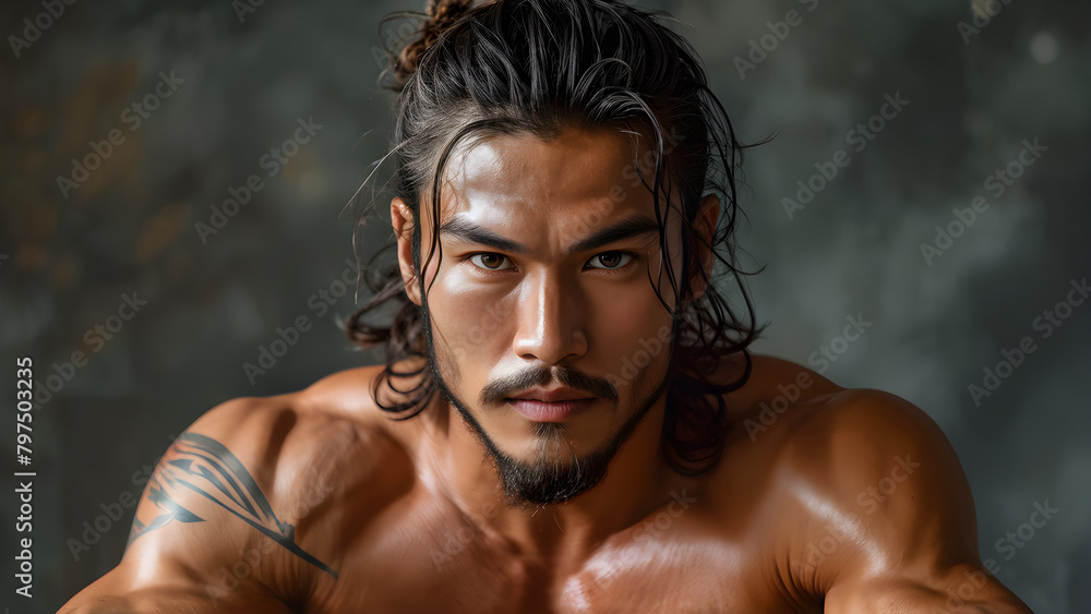 Authentic Aura Natural Hair in Muay Thai, Intrinsic Strength East Asian Muay Thai Style, True Grit Authentic Warrior Hairstyle, Genuine Warrior Natural Look of a Muay Thai Athlete