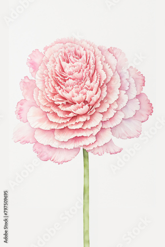 Watercolor pink carnation flowers. Decoration for Mother's day card, weddings, wedding design, wedding invitation. photo