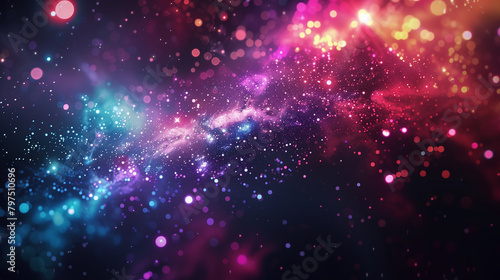 a mesmerizing galaxy scene with vibrant colored light spots scattered against a deep space background  conveying a sense of cosmic wonder.