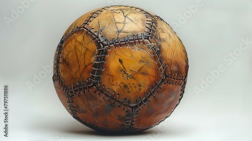 A leather ball with visible stitching.