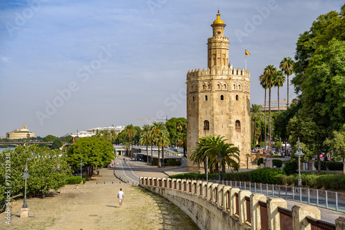 The Torre del Oro tower, an emblematic monument next to the Guadalquivir river (Seville, Andalusia, Spain) photo