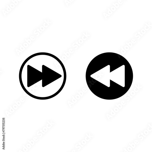 rewind icon. flat illustration of rewind vector icon for web color editable