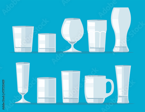 clean glassware set vector illustration