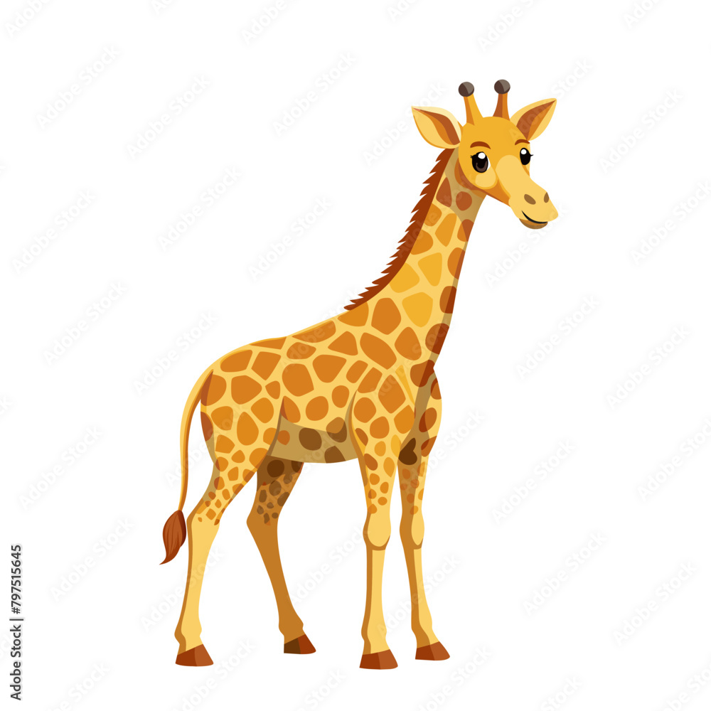 Cute giraffe cartoon style on white background Cute giraffe cartoon style on white background
