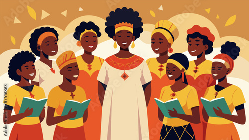 The choir dressed in traditional African attire adds a touch of cultural diversity to their performance as they sing songs of resilience and. Vector illustration