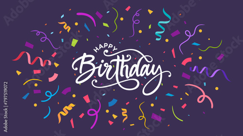 Birthday card for friend, Mom, Dad, Wife, Printable Happy Birthday sign, card, banner, clipart, Happy Birthday in calligraphy, text, hand drawn modern brush lettering phrase script, colorful confetti