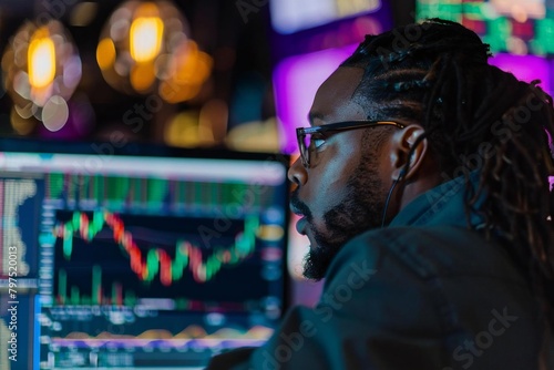 African trader monitoring online stock market copy