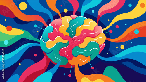 A vibrant display of swirling colors emanating from different areas of the brain showcasing the intense activity during a problemsolving task..