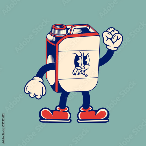 Retro character design from plastic jerry can