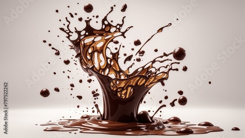 chocolate splashes on white background