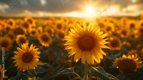 A striking sunflower field, the tall stems and large golden blooms creating a mesmerizing sight