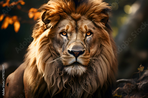 Portrait of a big male lion in the wild