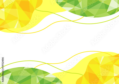 黄色と黄緑のポリゴンフレーム背景　ビジネス背景　幾何学模様　サイズ比率3:4