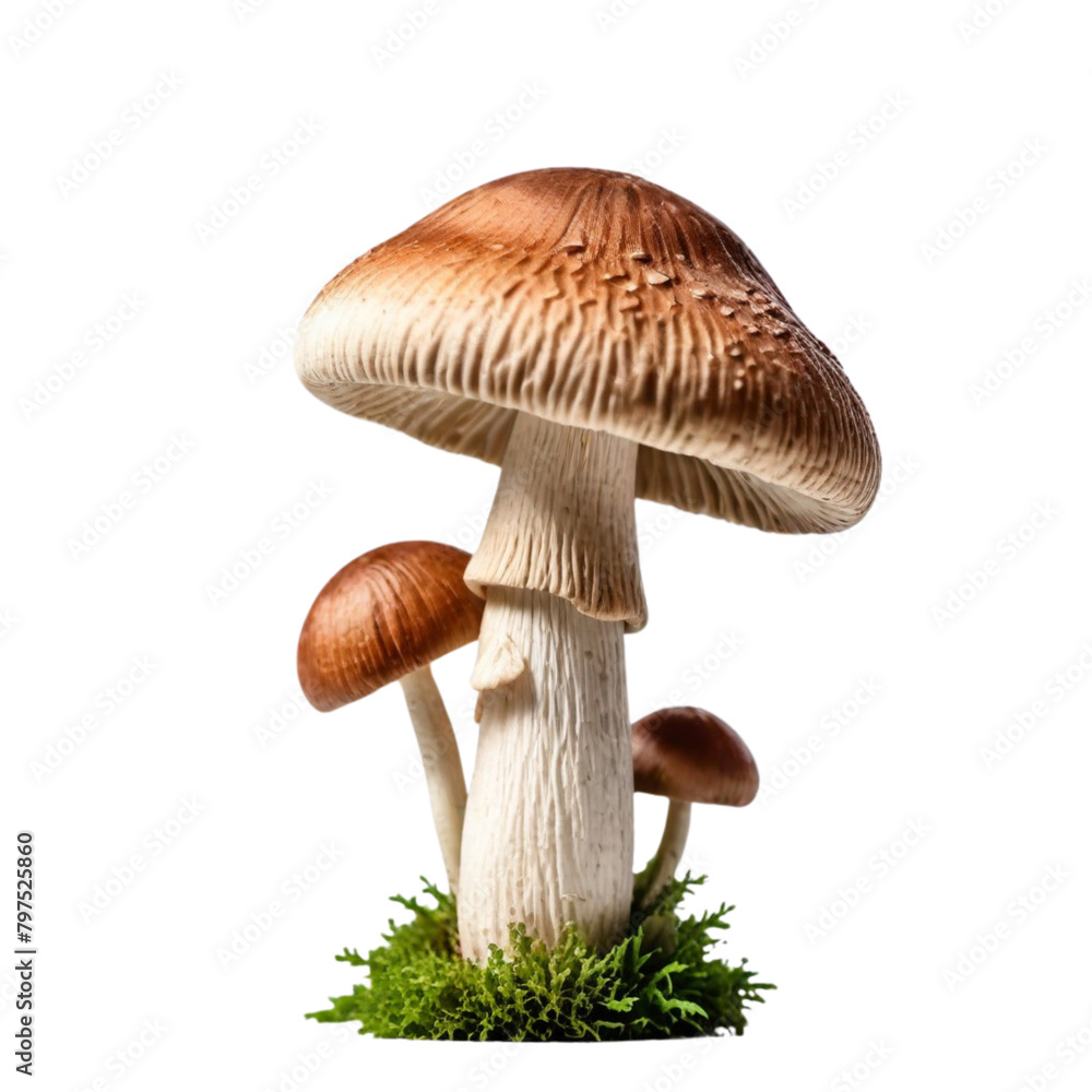 falling champignon mushroom on Isolated transparent background png. generated with AI falling champignon mushroom on Isolated transparent background png. generated with AI
