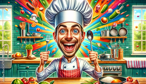 caricature of cartoon character, chef. Cartoon Professions