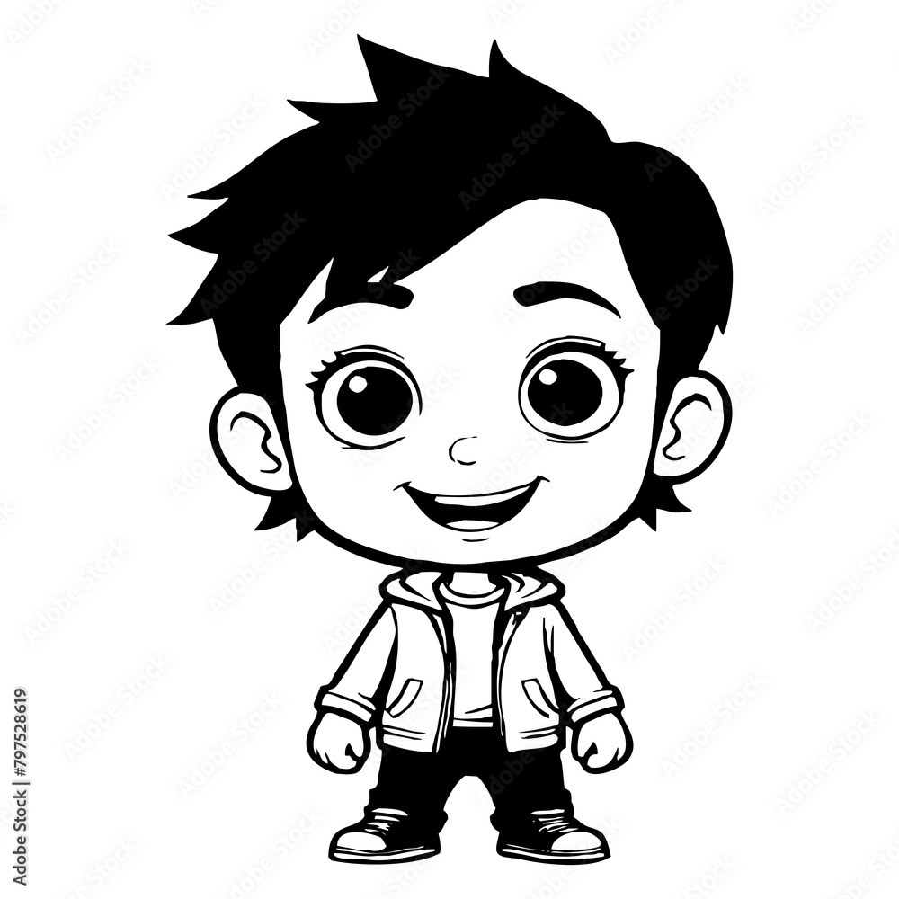 Black and white cartoon . Pattern for T-shirt, covers. Generated by Ai Black and white cartoon . Pattern for T-shirt, covers. Generated by Ai