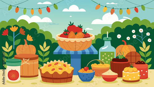 A festive atmosphere filled with the aroma of freshly baked pies pickled veggies and homemade jams all made from the first harvest for the