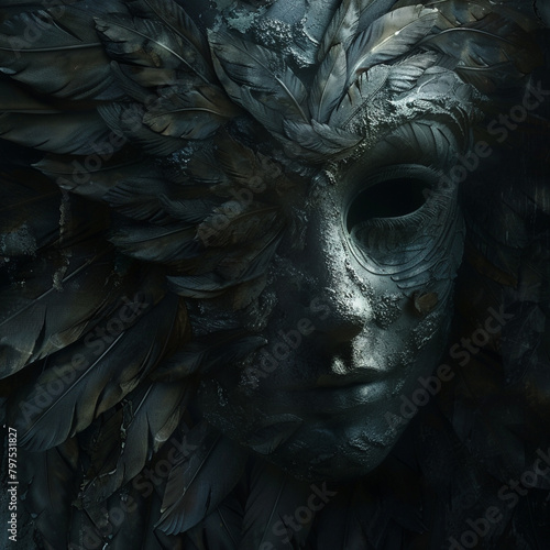 The hidden darkness behind the mask of an angelic facade, hyper realistic, low noise, low texture