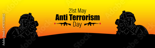 Vector illustration of Anti Terrorism Day social media feed template